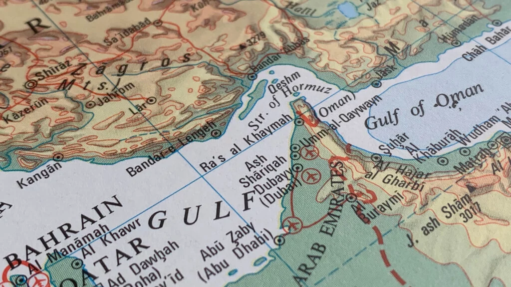 Map showing Strait of Hormuz