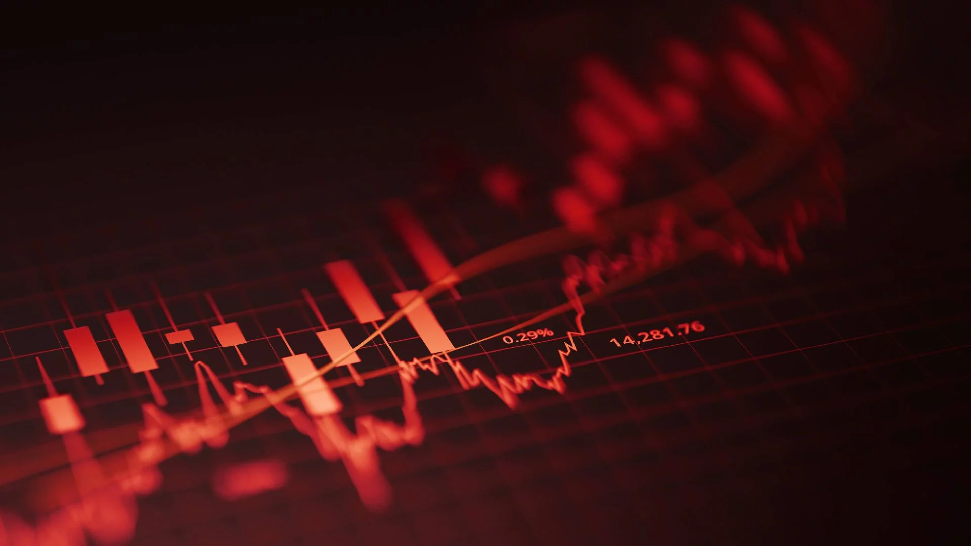 Red stock market graph