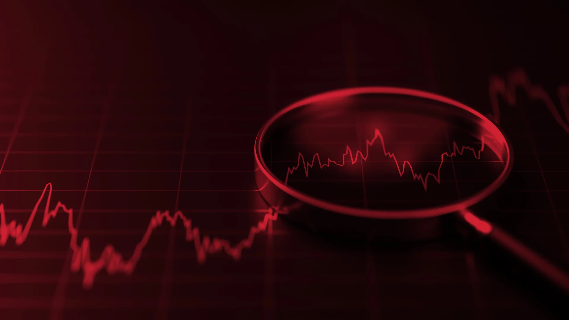 Magnifying glass over stock graph
