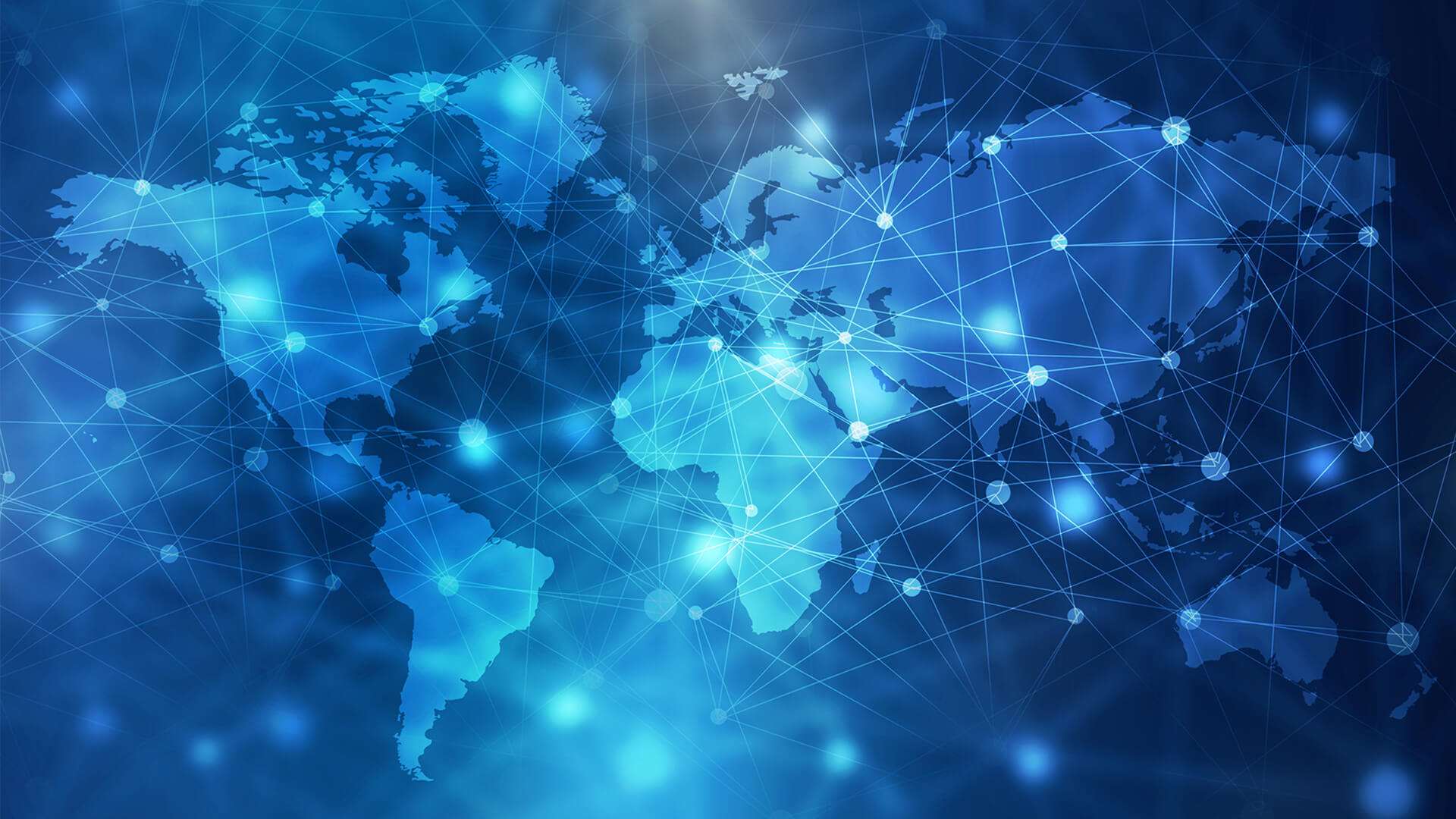 Blue world map with network connections Blue world map with network connections